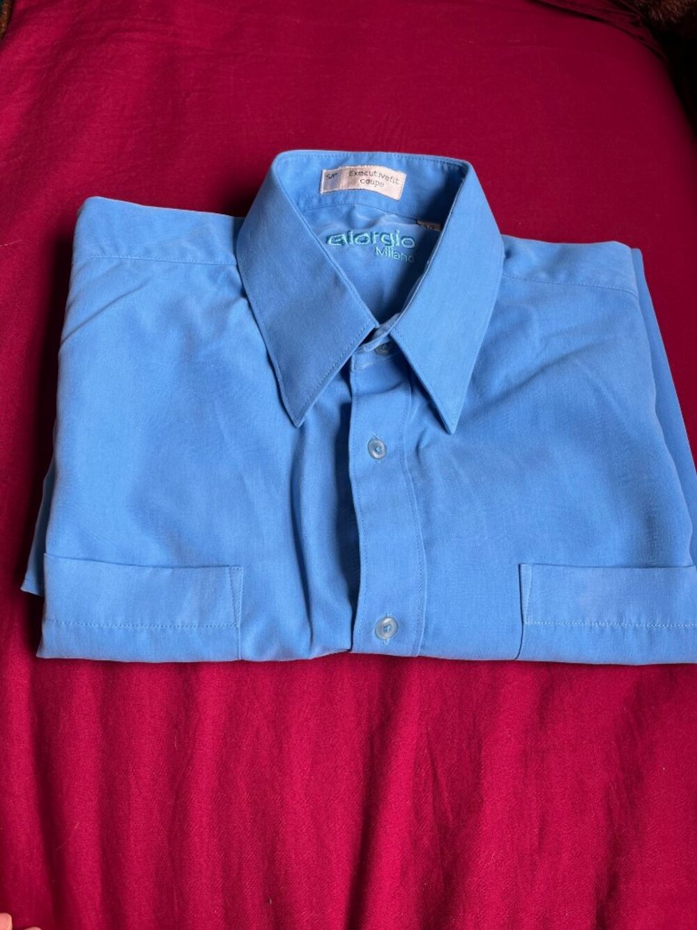 Giorgio Milano Vibrant Blue Silk-Feel Polynosic Button Up Shirt Men's S 22x30.5